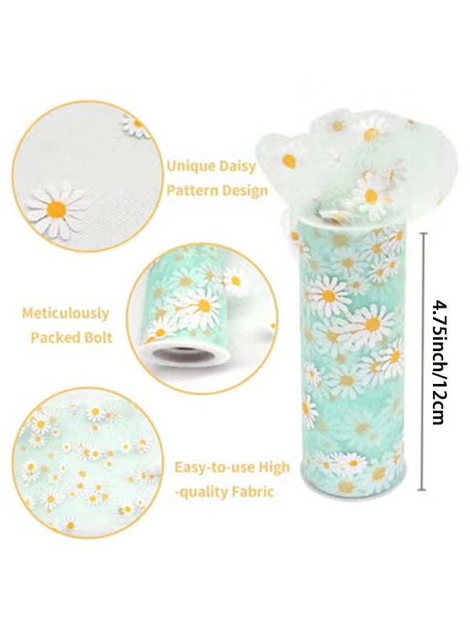 Tulle Rolls Daisy Fabric Ribbon Spool Floral Tulle for Gift Wrapping Tutu Skirts Wedding Decoration DIY Soft Fancy Tulle - Image 2